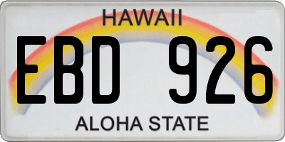 HI license plate EBD926