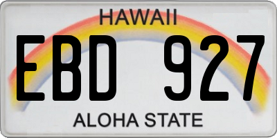 HI license plate EBD927