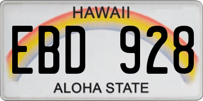 HI license plate EBD928