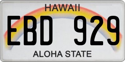 HI license plate EBD929