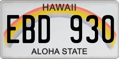 HI license plate EBD930