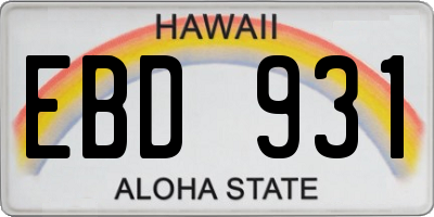 HI license plate EBD931