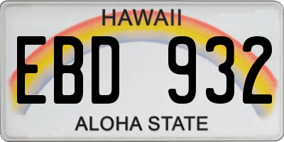 HI license plate EBD932