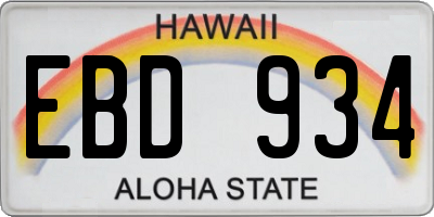 HI license plate EBD934