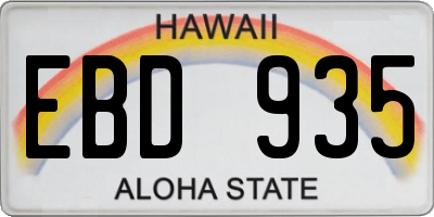 HI license plate EBD935