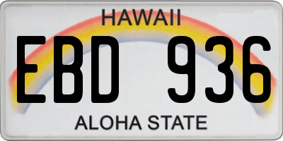 HI license plate EBD936