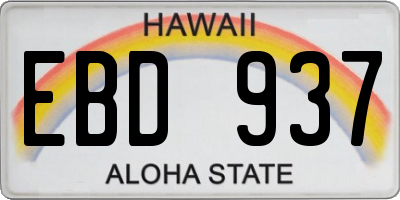 HI license plate EBD937