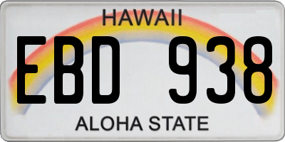 HI license plate EBD938