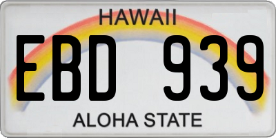 HI license plate EBD939