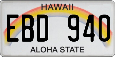 HI license plate EBD940