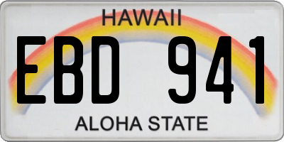 HI license plate EBD941