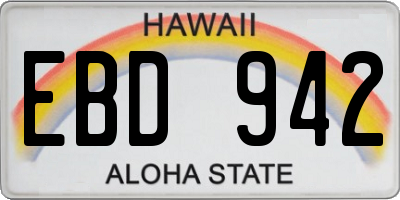 HI license plate EBD942