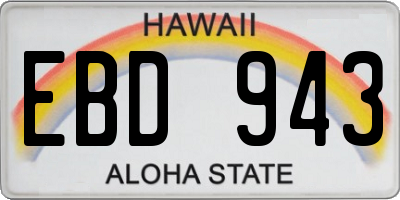 HI license plate EBD943