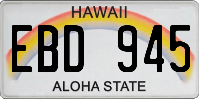 HI license plate EBD945