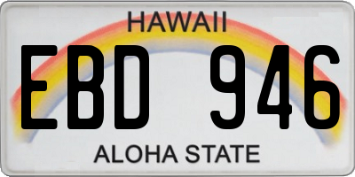 HI license plate EBD946