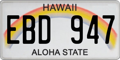 HI license plate EBD947