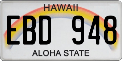 HI license plate EBD948