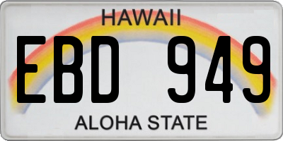 HI license plate EBD949