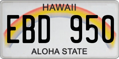 HI license plate EBD950