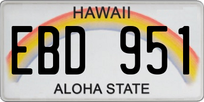 HI license plate EBD951