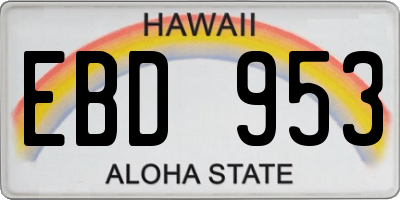 HI license plate EBD953