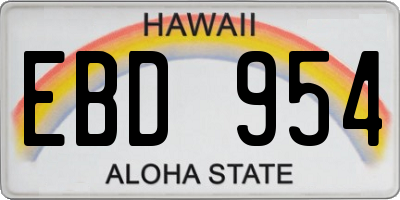 HI license plate EBD954