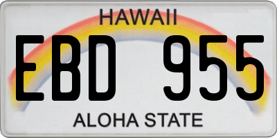 HI license plate EBD955