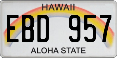 HI license plate EBD957