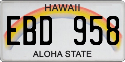 HI license plate EBD958