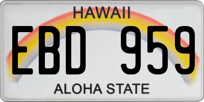 HI license plate EBD959