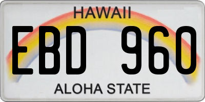 HI license plate EBD960