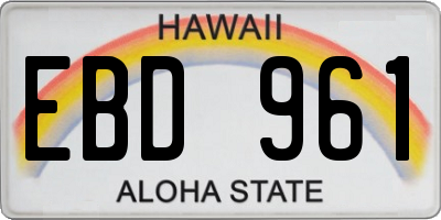 HI license plate EBD961