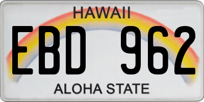 HI license plate EBD962