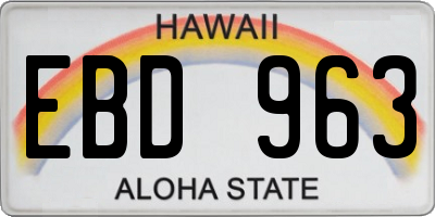 HI license plate EBD963