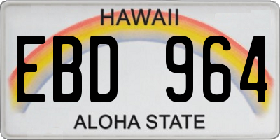 HI license plate EBD964