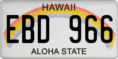 HI license plate EBD966