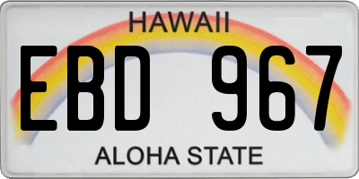 HI license plate EBD967