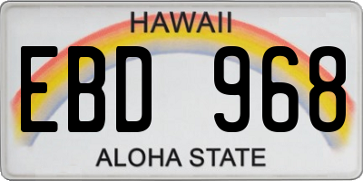 HI license plate EBD968