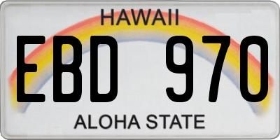 HI license plate EBD970