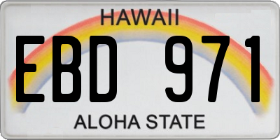 HI license plate EBD971