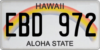 HI license plate EBD972