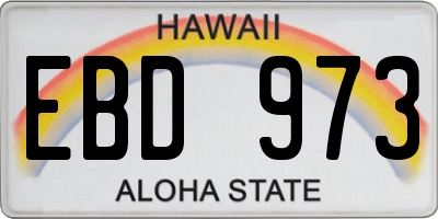 HI license plate EBD973