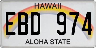 HI license plate EBD974