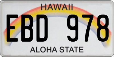 HI license plate EBD978