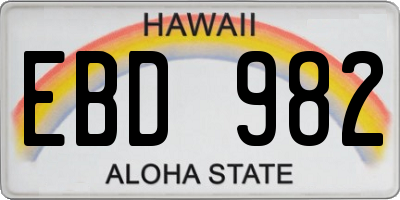 HI license plate EBD982