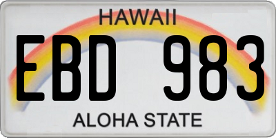 HI license plate EBD983