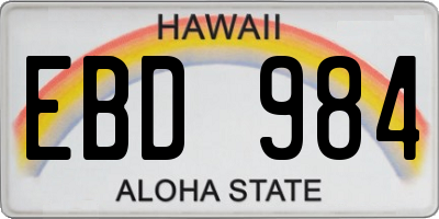 HI license plate EBD984