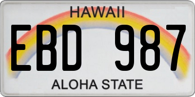 HI license plate EBD987