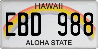 HI license plate EBD988