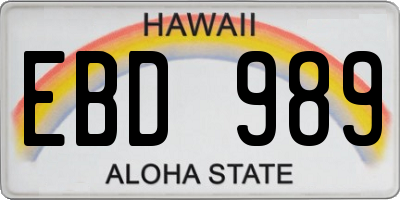 HI license plate EBD989